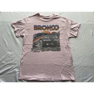 Vintage Ford Bronco Shirt Mens Small Y2K Pink Junk Food Graphic Print T-shirt
